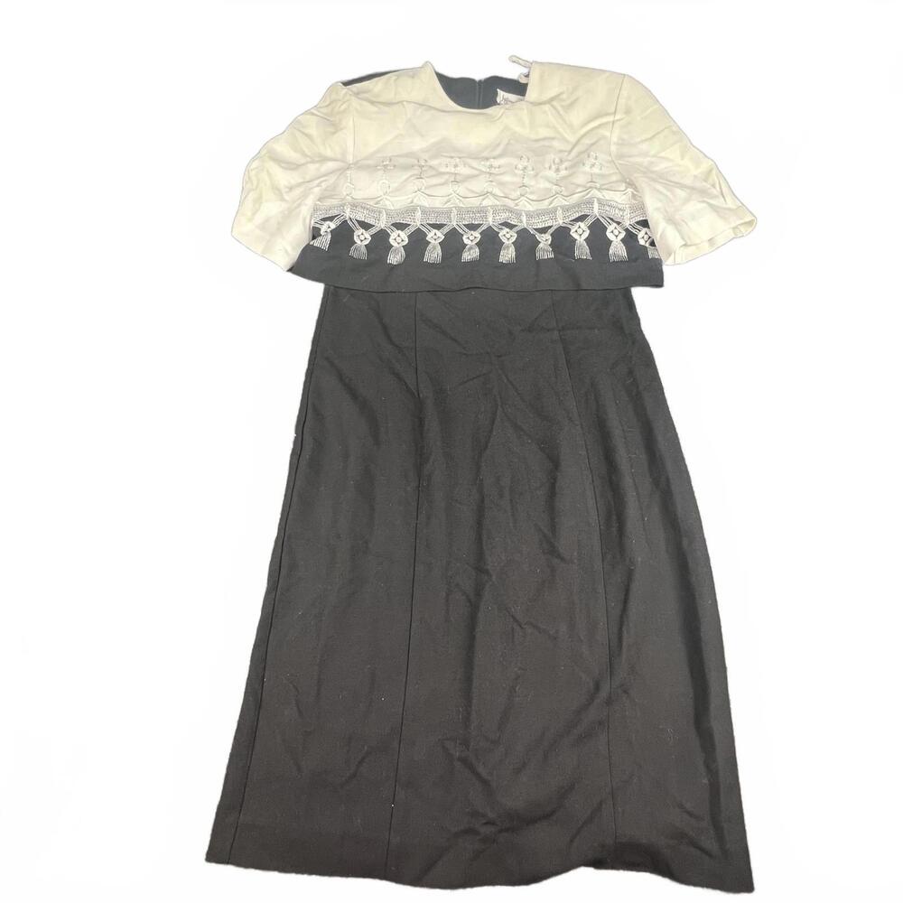 Jeffrey & Co by Linda Hutley Black & White Midi Dress | L